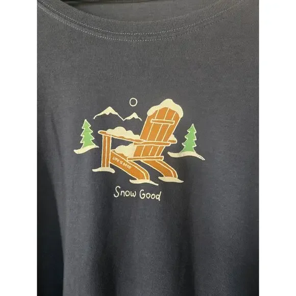 Life is Good Long Sleeve Crusher Tee Snow Good Adirondack Chair Women’s XL - Picture 3 of 8